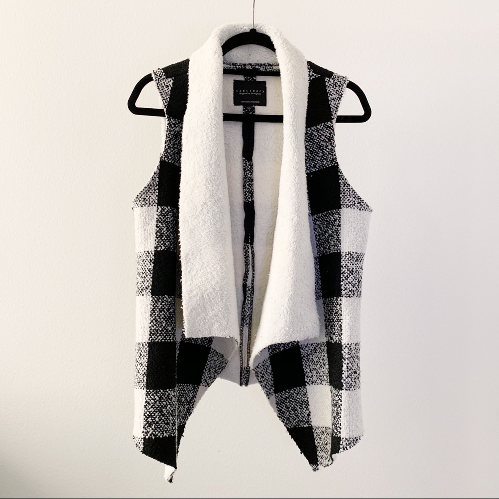 Sanctuary Front Drape Vest with Faux Shearling